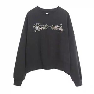 Buc-ee’s Trendy Unisex Oversized Black Cropped Embroidered Sweatshirt XL NWOT
